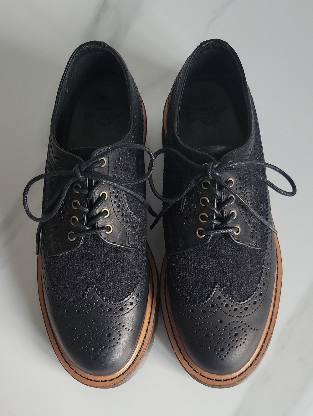 Dr. Martens 3898 Black Wingtip Brogue Derby with Brown Welt